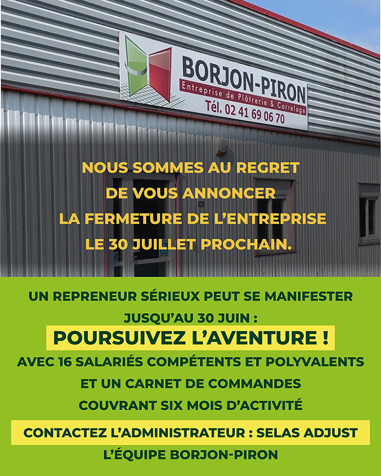 Fermeture de l'entreprise